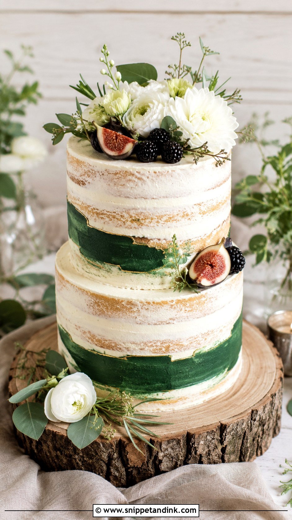 Emerald Green Semi Naked Wedding Cake - Snippet and Ink - 25 Emerald Wedding Cakes