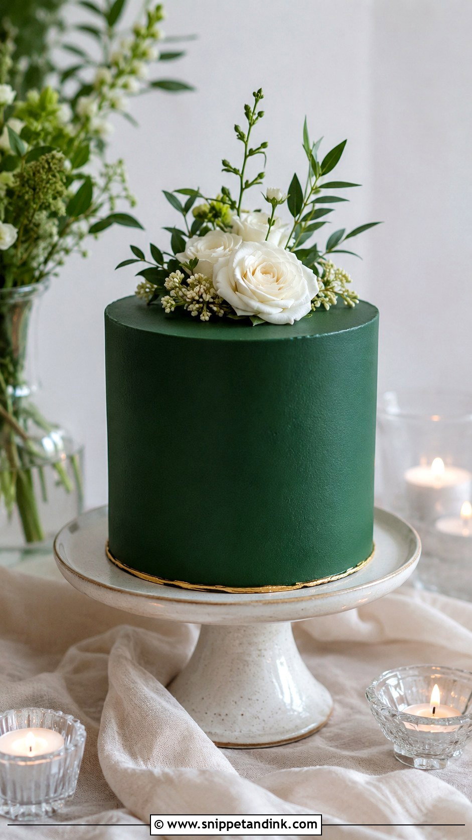 Emerald Green Single Tier Wedding Cake - Snippet and Ink - 25 Emerald Wedding Cakes