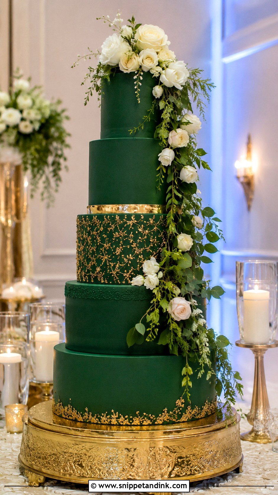 Emerald Green Tiered Wedding Cake - Snippet and Ink - 25 Emerald Wedding Cakes