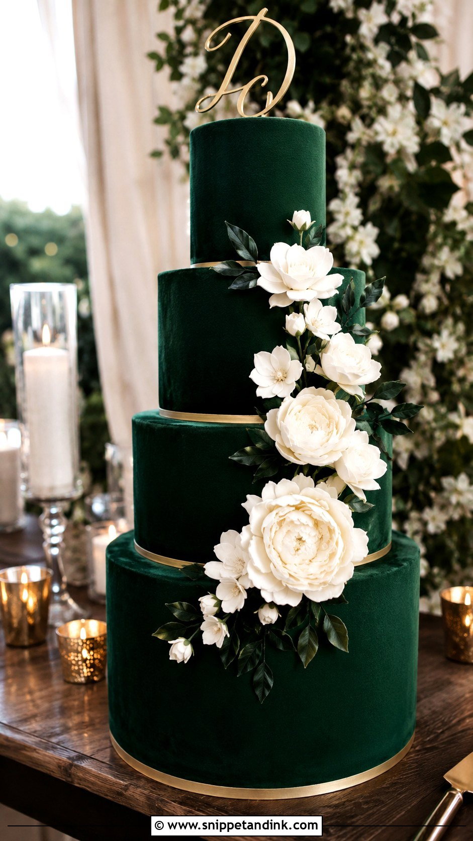 Emerald Green Velvet Wedding Cake - Snippet and Ink - 25 Emerald Wedding Cakes