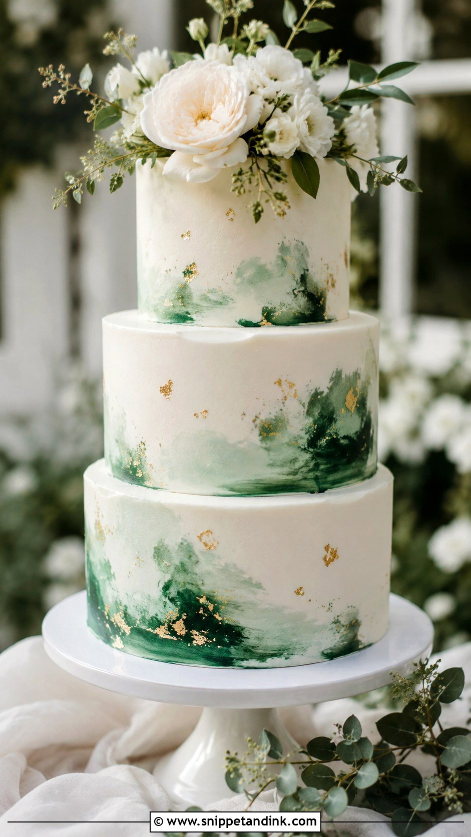 Emerald Green Watercolor Wedding Cake - Snippet and Ink - 25 Emerald Wedding Cakes