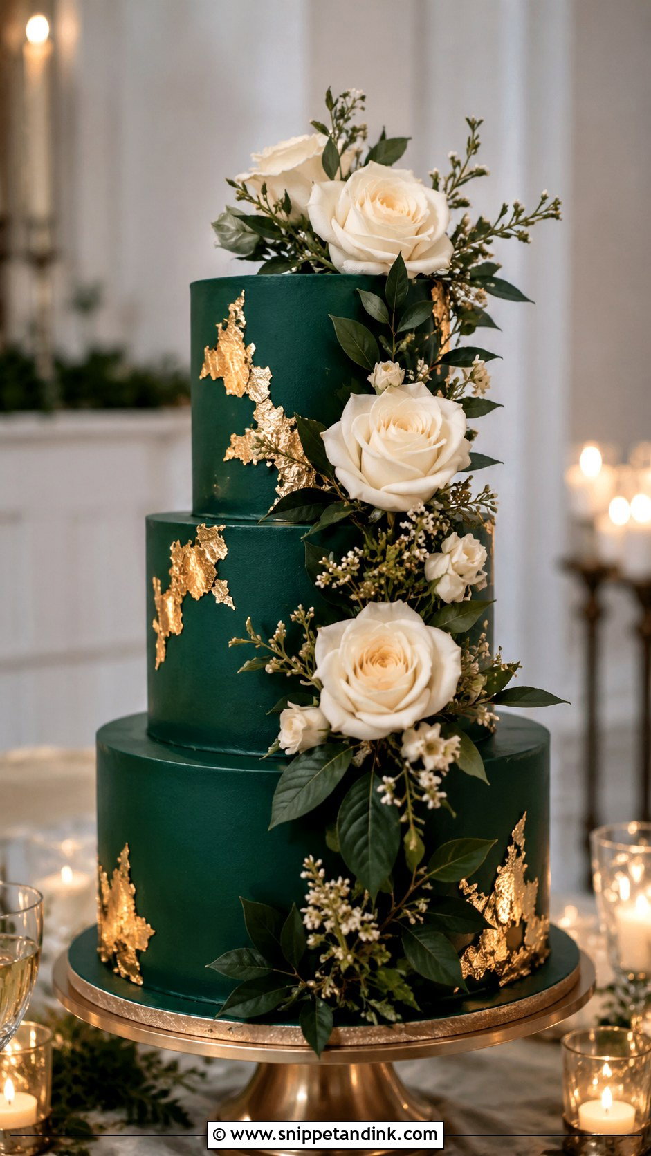 Emerald Green Wedding Cake - Snippet and Ink - 20 Moody Jewel Tone Wedding Cake Ideas