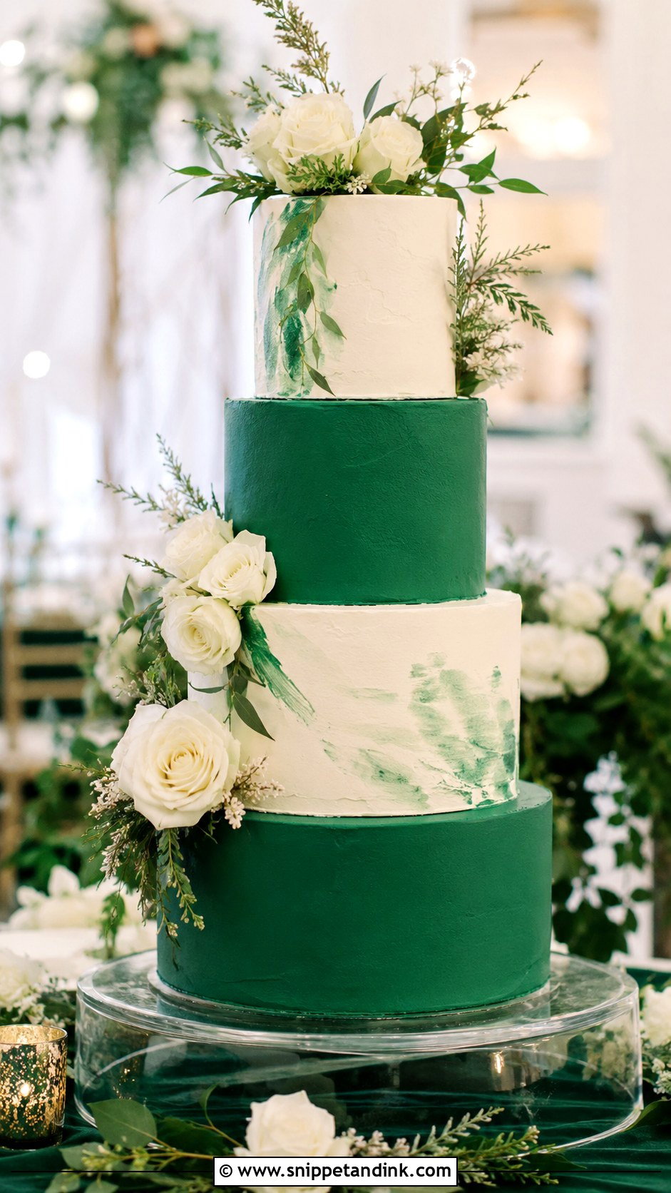 Emerald Green White Wedding Cake - Snippet and Ink - 25 Emerald Wedding Cakes