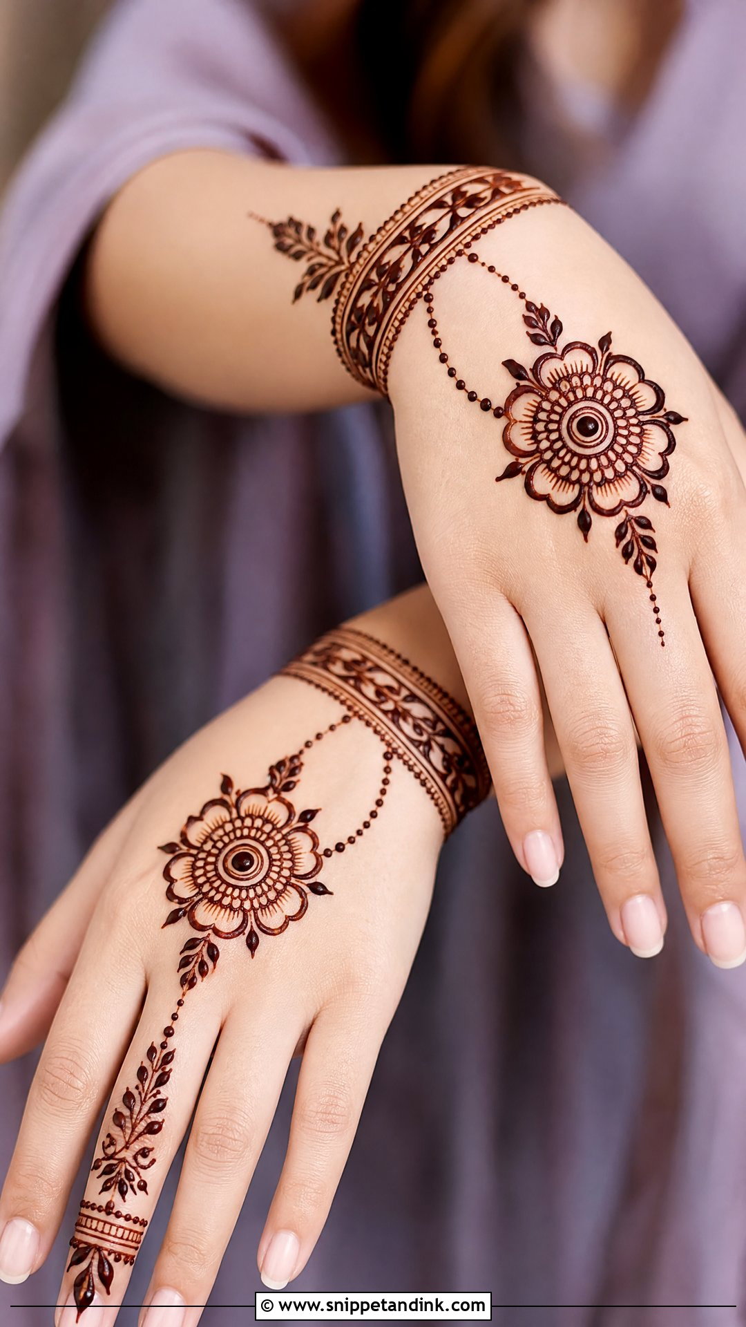 Engagement Arabic Back Hand Mehndi Design - Snippet and Ink - 30 Latest Arabic Back Hand Mehndi Designs