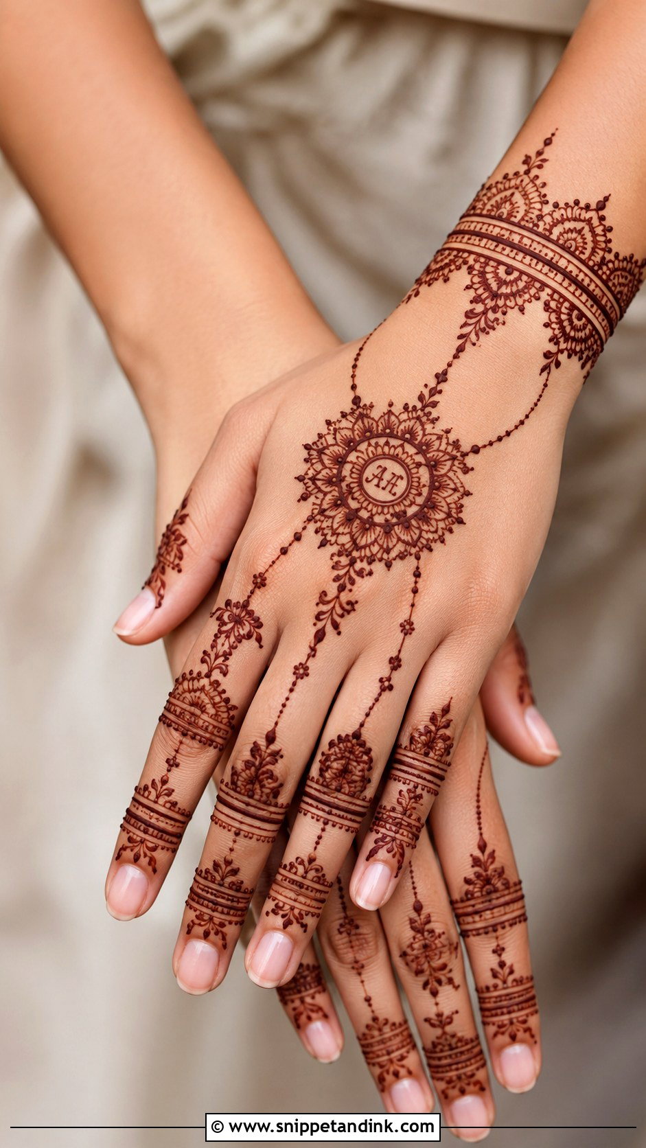Engagement Back Hand Mehndi Design - Snippet and Ink - 35 Back Hand Mehndi Designs