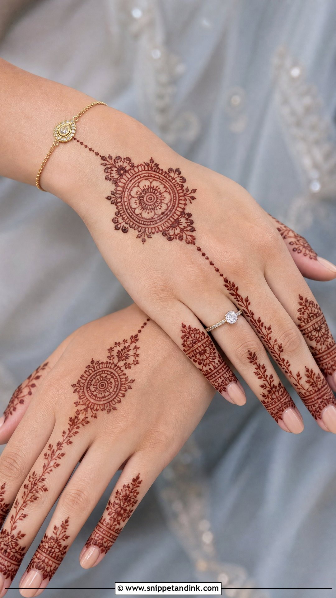 Engagement Back Hand Mehndi Design - Snippet and Ink - 35 Stylish Back Hand Mehndi Designs