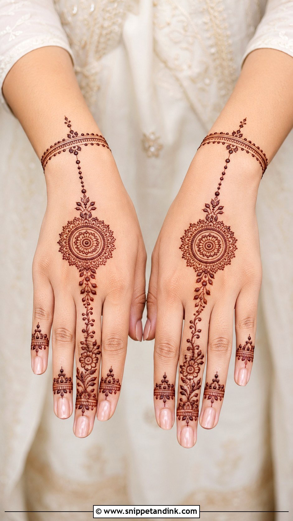 Engagement Back Hand Mehndi Design - Snippet and Ink - 30 Aesthetic Back Hand Mehndi Designs