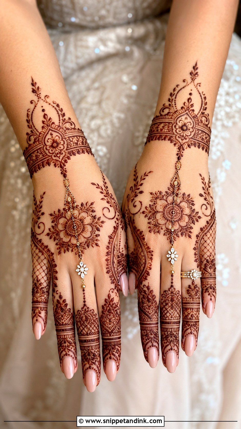 Engagement Backhand Mehndi Design - Snippet and Ink - 35 Latest Backhand Mehndi Designs