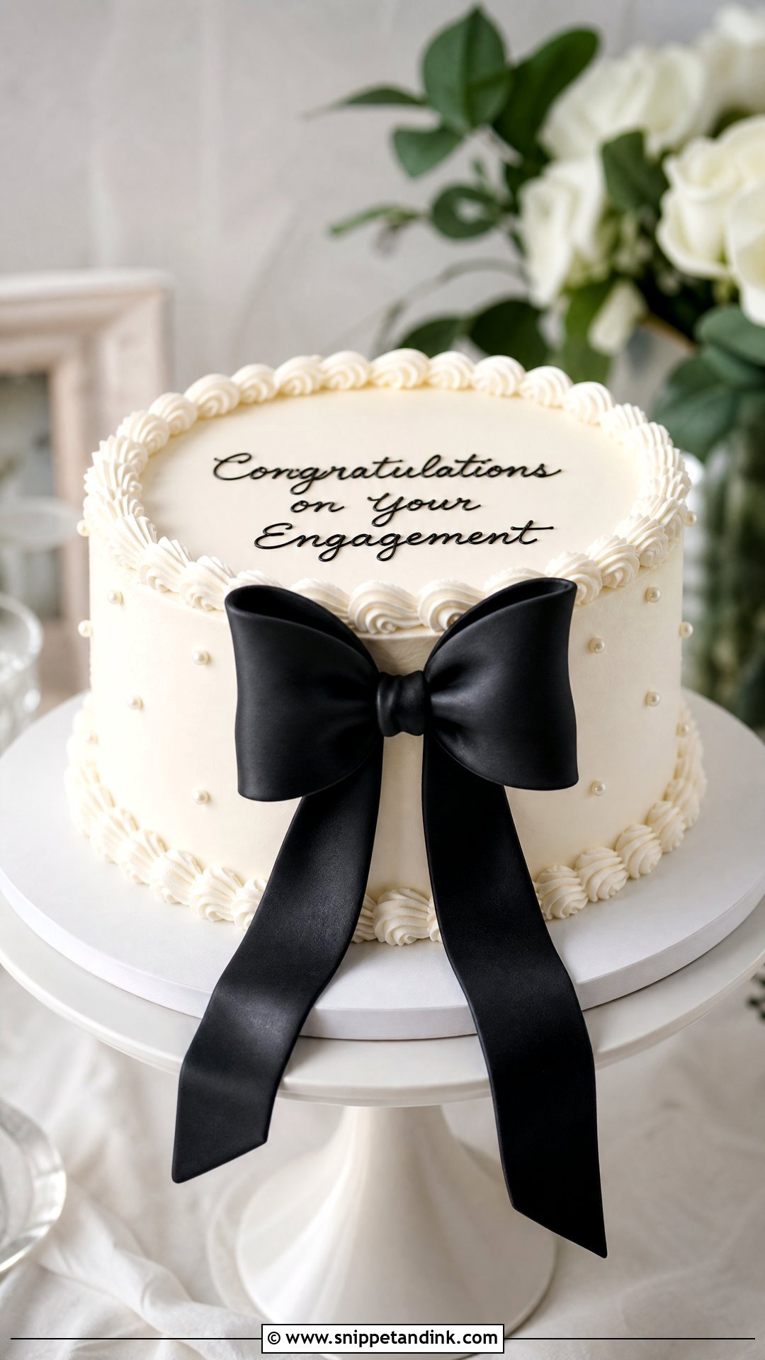 Engagement Cake With Bow - Snippet and Ink - 20 Simple Engagement Cake Ideas