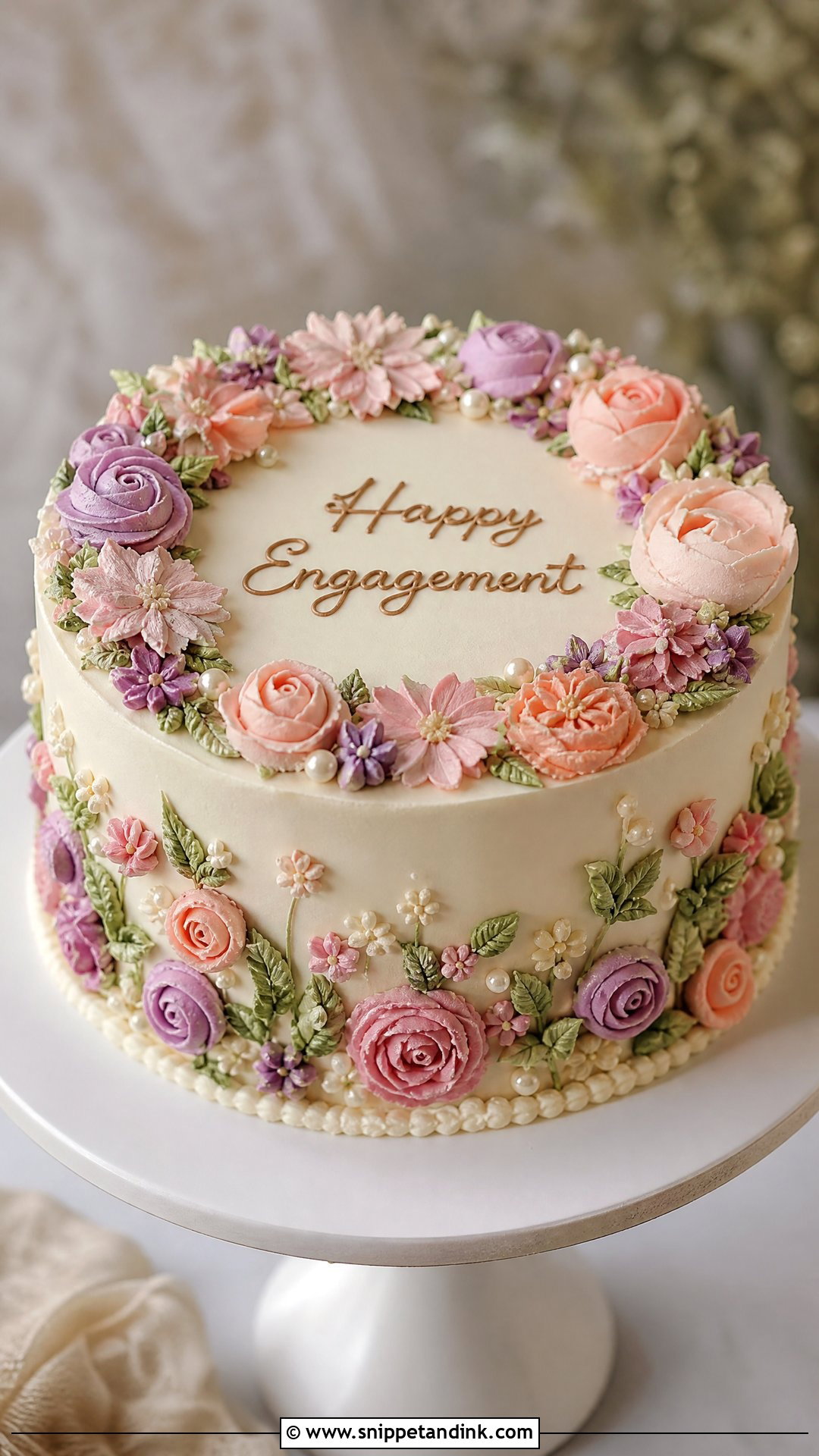Engagement Cake With Buttercream Flowers - Snippet and Ink - 25 Engagement Cake Ideas