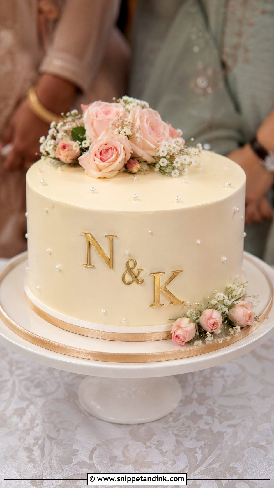 Engagement Cake With Couple Initials - Snippet and Ink - 20 Engagement Theme Cake Ideas