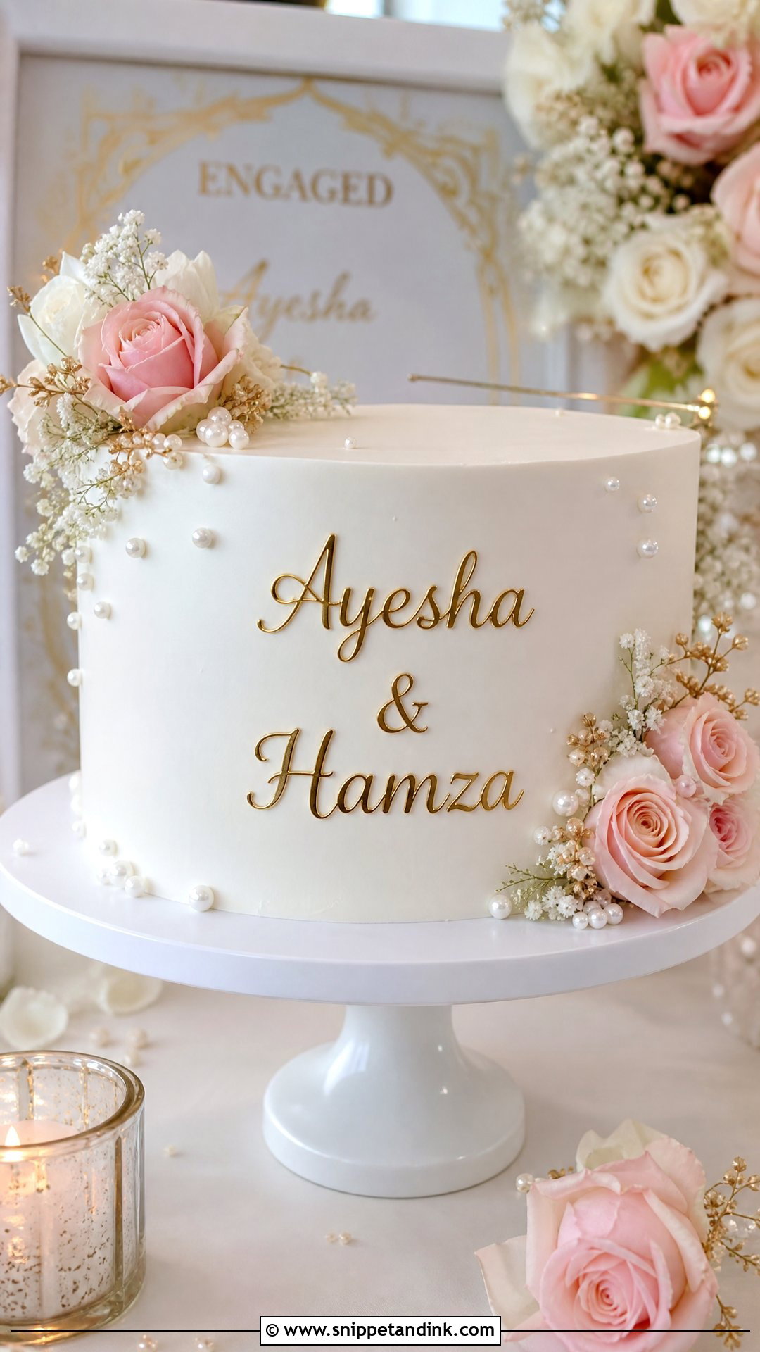 Engagement Cake With Couple Name - Snippet and Ink - 20 Simple Engagement Cake Ideas