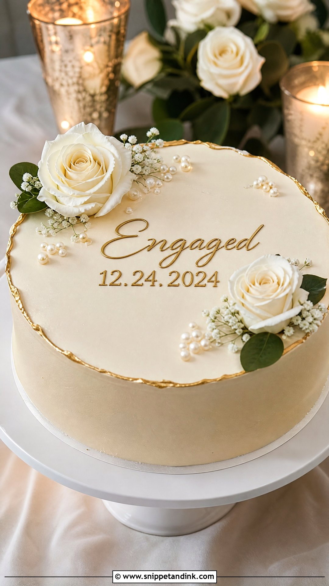 Engagement Cake With Date - Snippet and Ink - 25 Engagement Cake Ideas