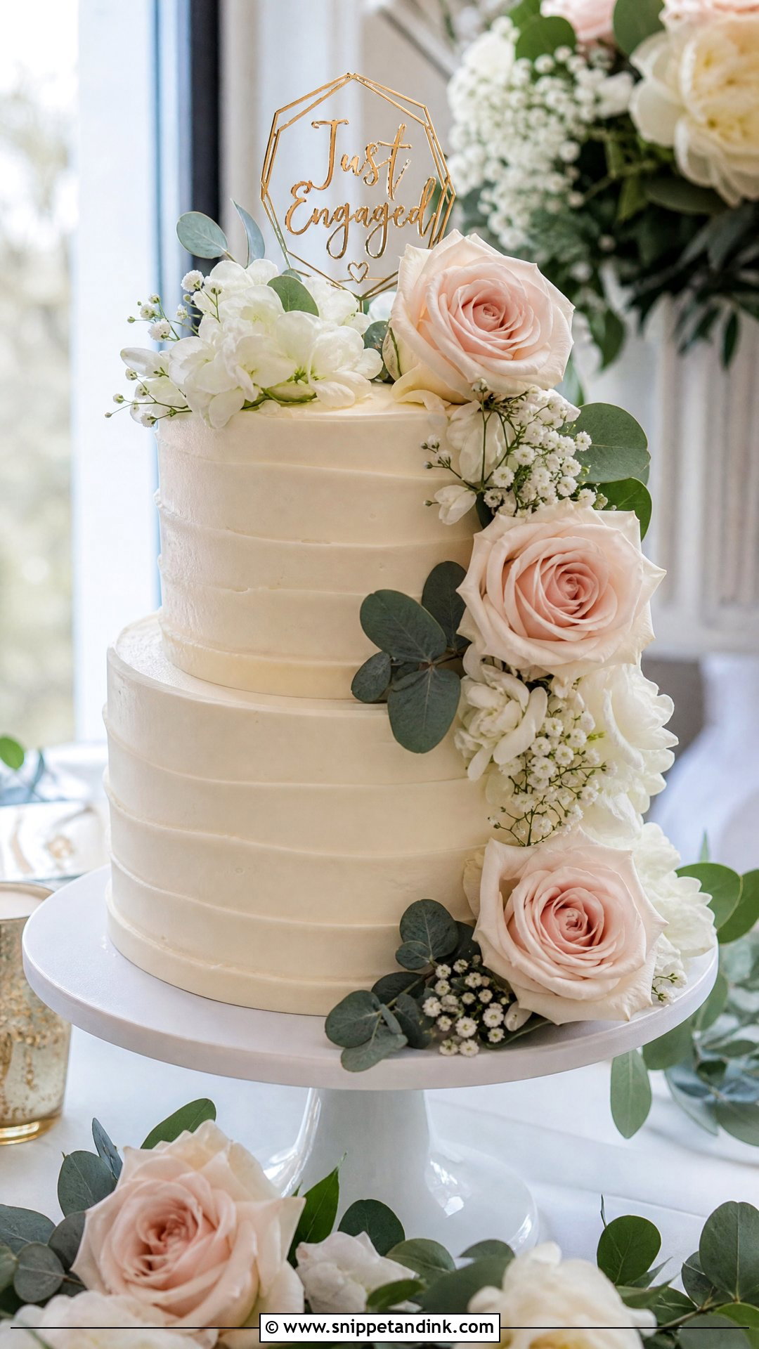 Engagement Cake With Fresh Flowers - Snippet and Ink - 25 Engagement Cake Ideas