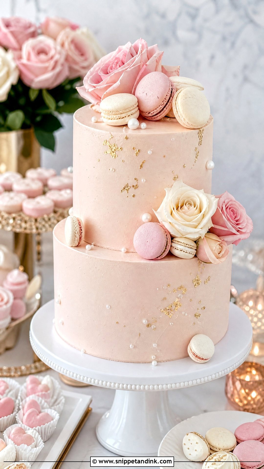 Engagement Cake With Macarons - Snippet and Ink - 25 Engagement Cake Ideas