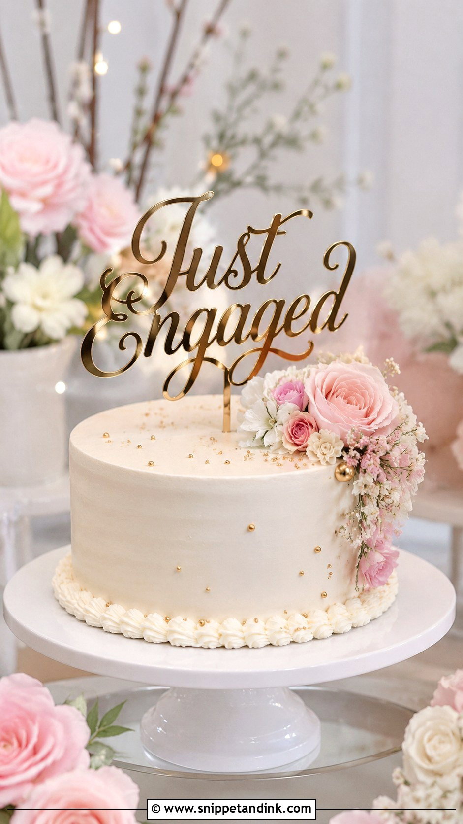 Engagement Cake With Topper - Snippet and Ink - 20 Engagement Cake Images