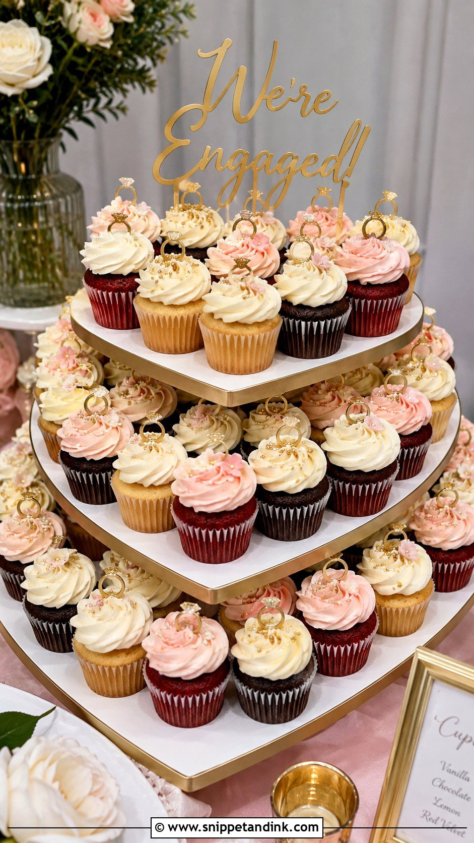 Engagement Cupcake Cake - Snippet and Ink - 20 Engagement Theme Cake Ideas