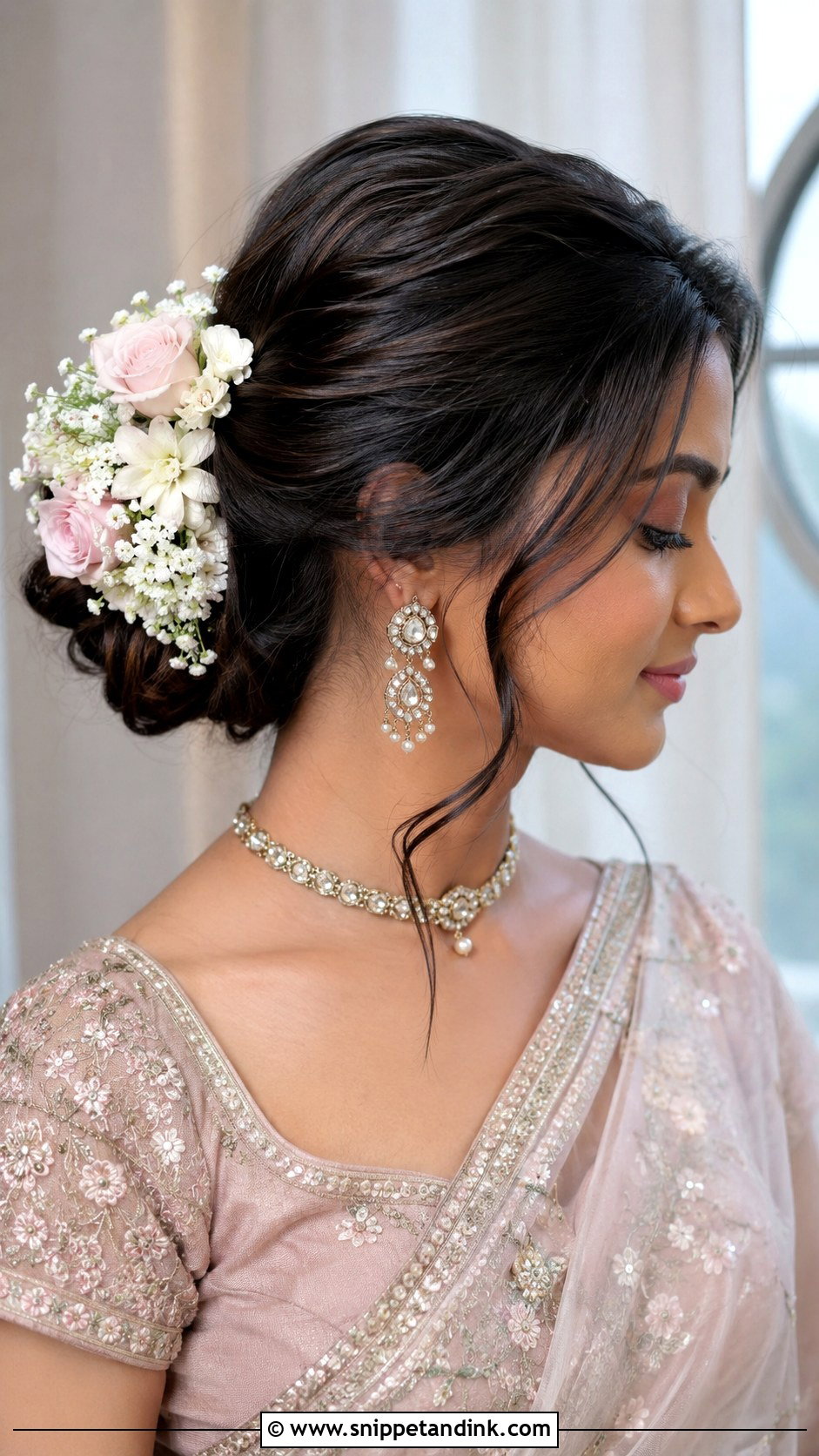 Engagement Floral Bun - Snippet and Ink - 20 Bridal Hairstyles for Engagement