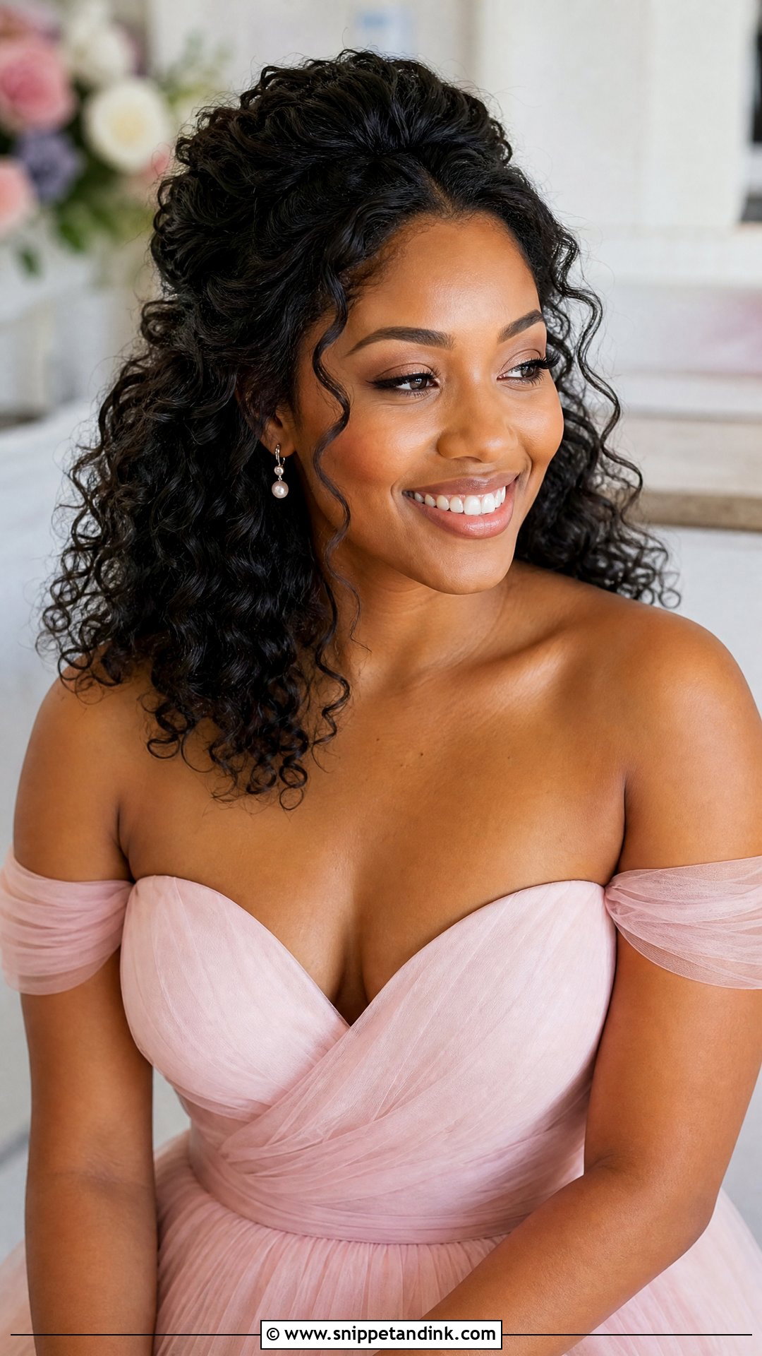 Engagement Half Up Half Down Curls - Snippet and Ink - 15 Engagement Hairstyles Black Women