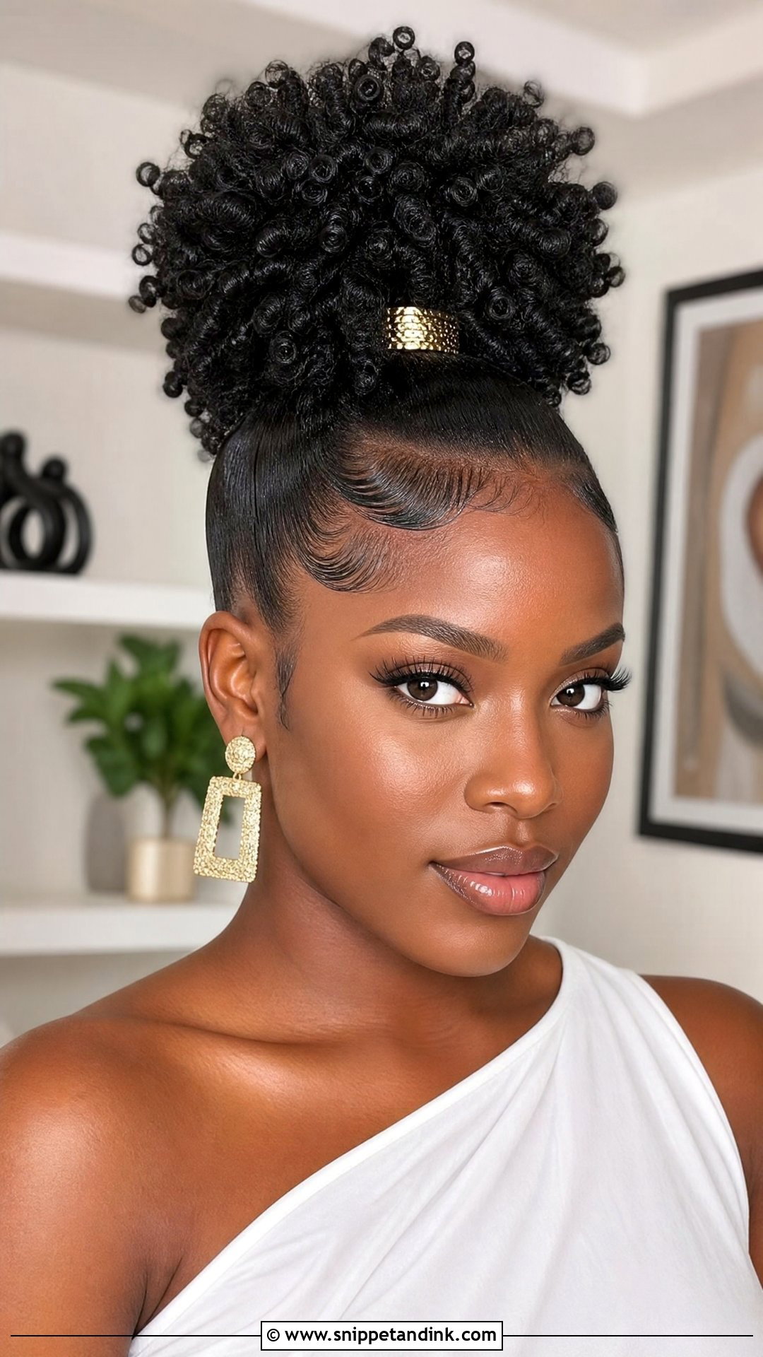 Engagement High Puff With Defined Curls - Snippet and Ink - 15 Engagement Hairstyles Black Women