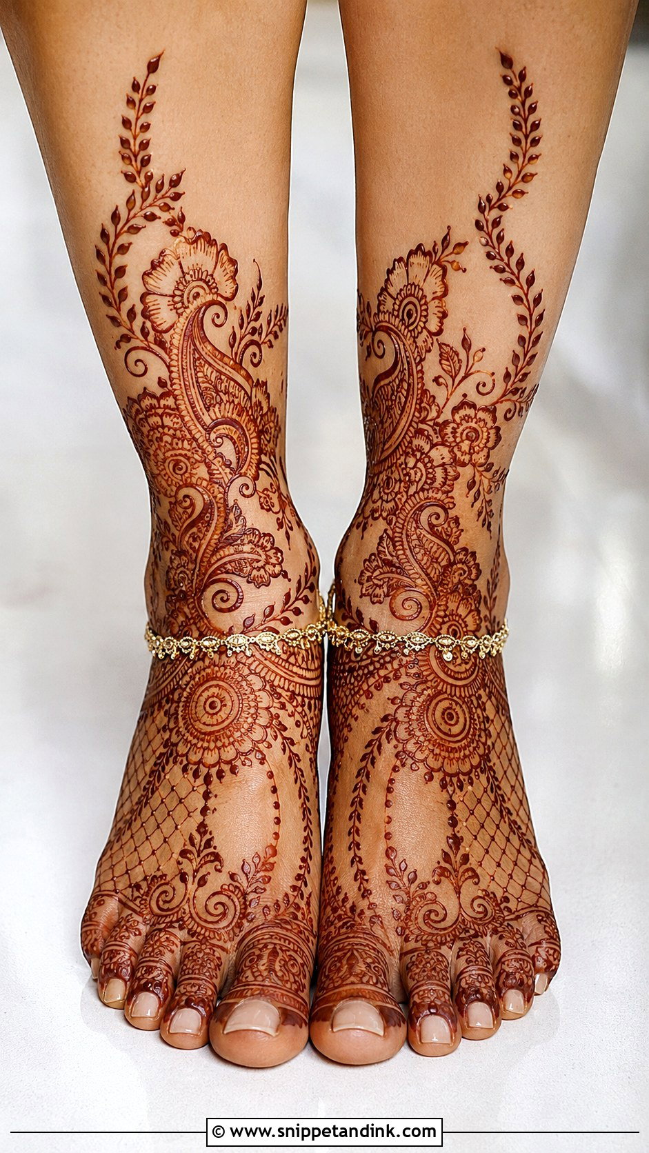 Engagement Leg Mehndi Design - Snippet and Ink - 35 Leg Mehndi Design Ideas