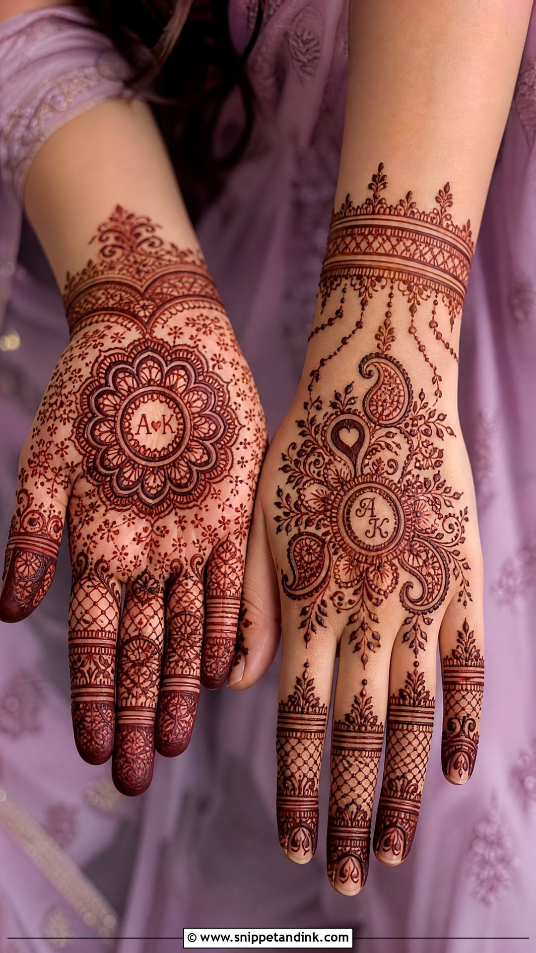 Engagement Mehendi Design With Initials - Snippet and Ink - 30 Engagement Mehendi Design Hands Ideas