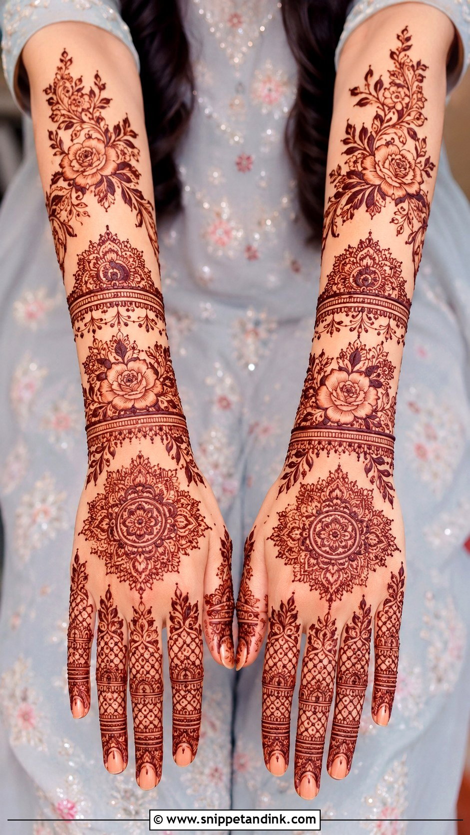 Engagement Mehndi Design For Long Hands - Snippet and Ink - 35 Engagement Mehndi Designs