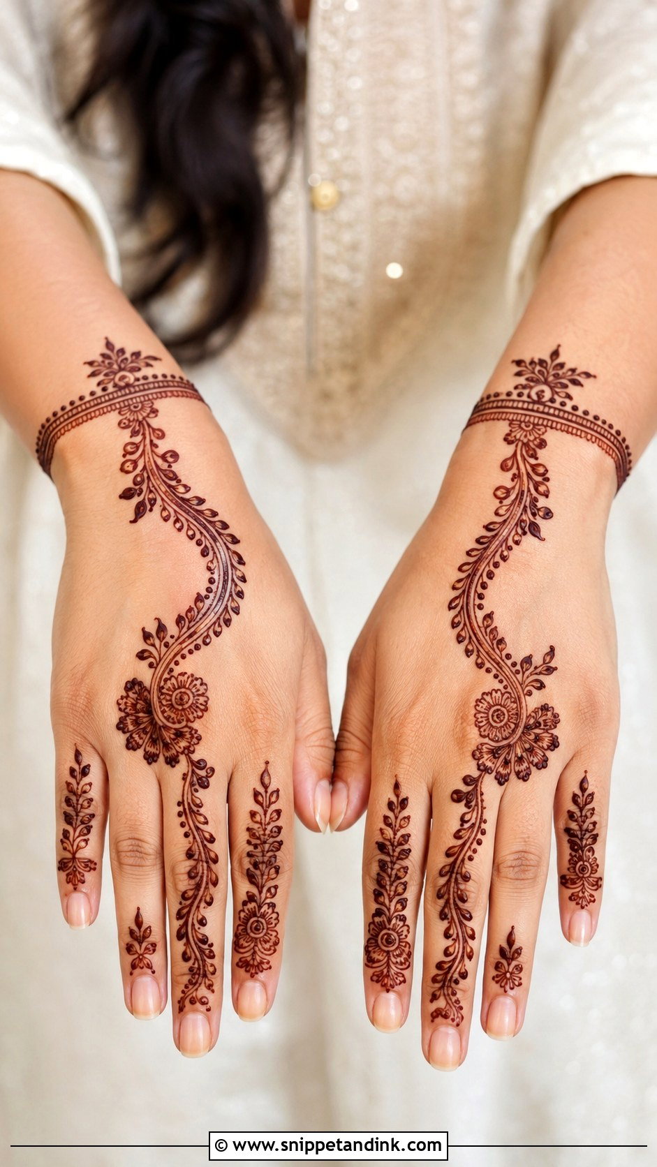 Engagement Mehndi Design For Short Hands - Snippet and Ink - 35 Engagement Mehndi Designs