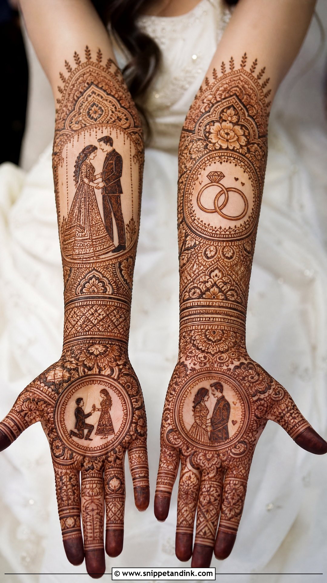 Engagement Mehndi Design With Bride And Groom Art - Snippet and Ink - 25 Mehndi Designs for Engagement