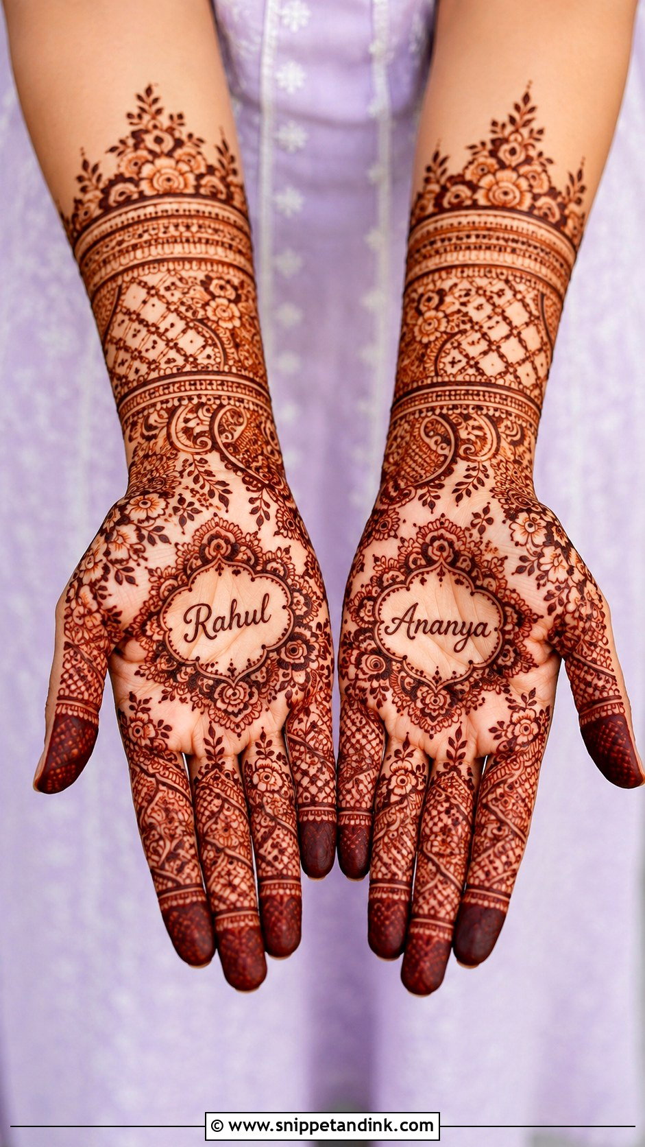 Engagement Mehndi Design With Couple Name - Snippet and Ink - 30 Engagement Mehndi Designs for Bride