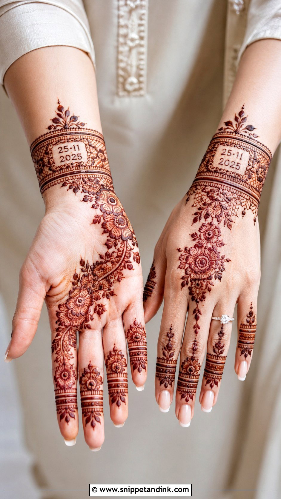 Engagement Mehndi Design With Date - Snippet and Ink - 30 Engagement Mehndi Designs for Bride