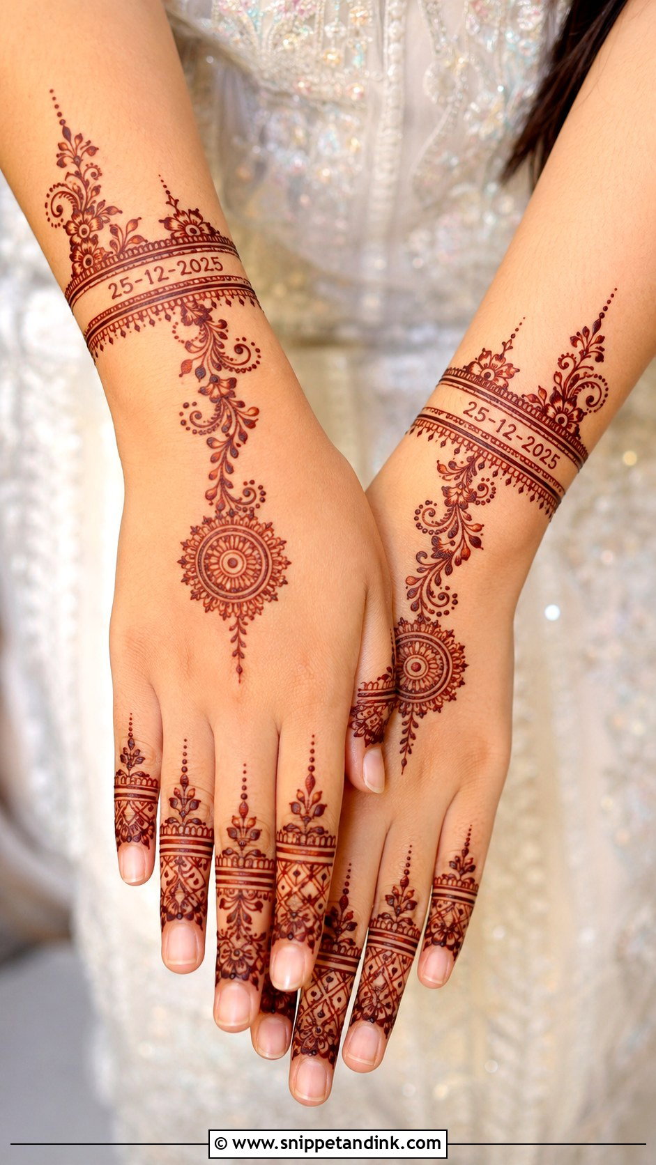 Engagement Mehndi Design With Date - Snippet and Ink - 35 Engagement Mehndi Designs