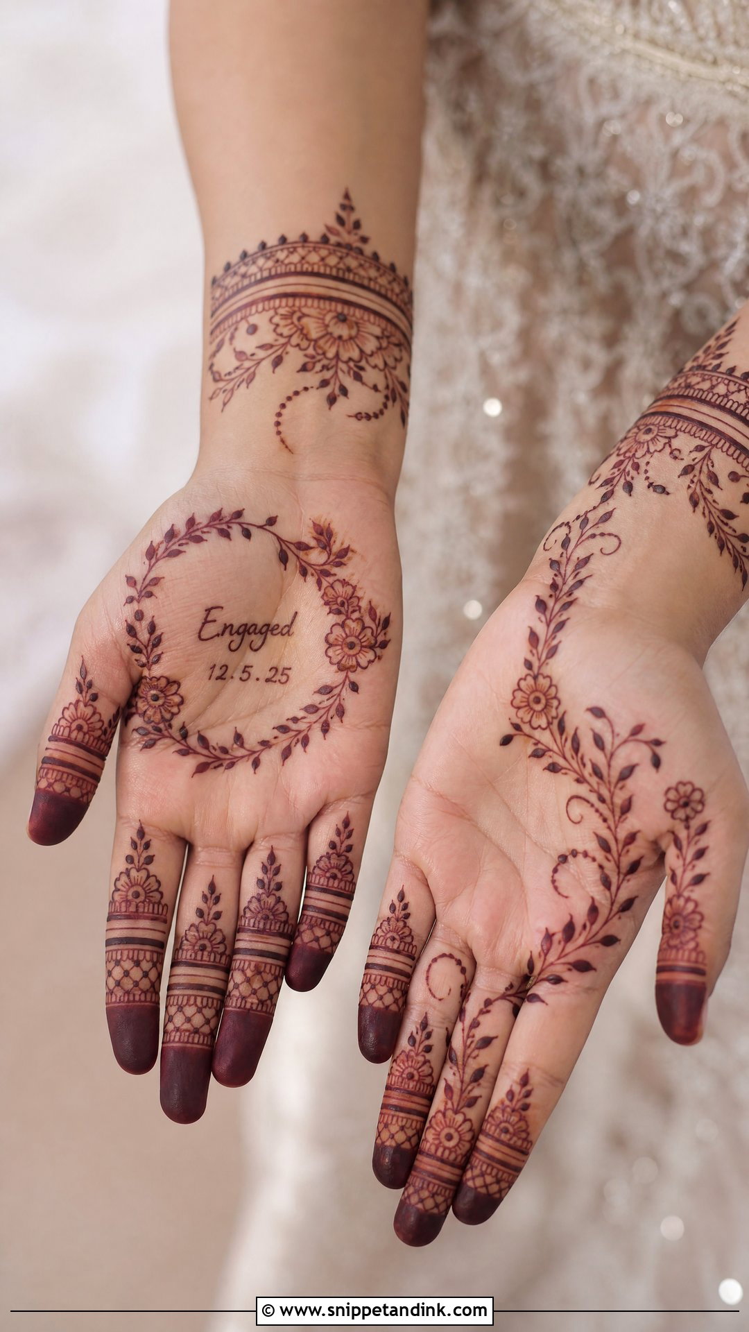 Engagement Mehndi Design With Date - Snippet and Ink - 30 Engagement Mehndi Design Ideas