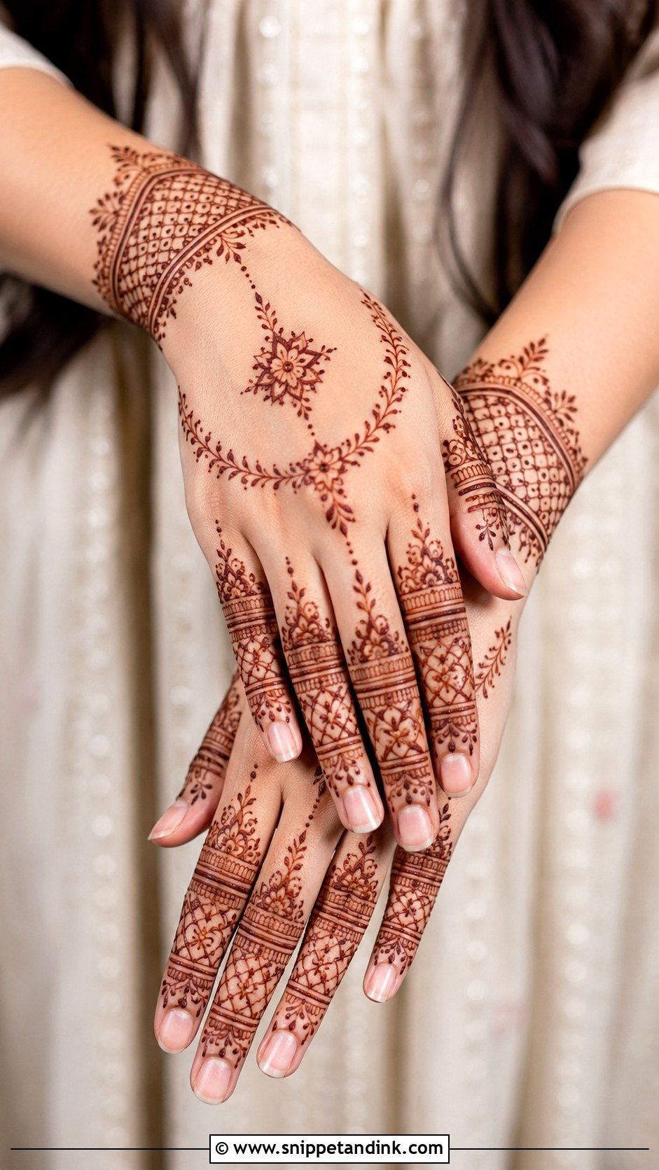 Engagement Mehndi Design With Finger Detail - Snippet and Ink - 30 Unique Engagement Mehndi Designs