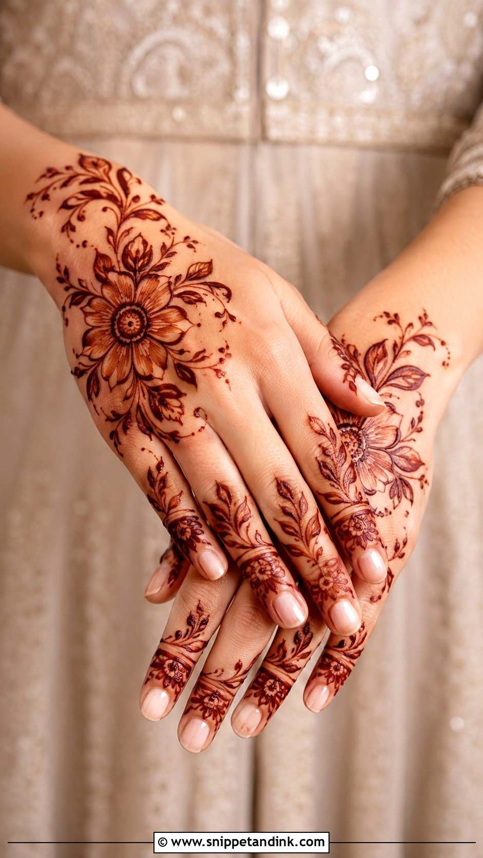 Engagement Mehndi Design With Flowers - Snippet and Ink - 30 Unique Engagement Mehndi Designs
