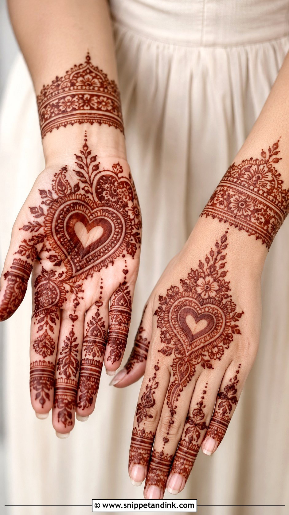 Engagement Mehndi Design With Heart - Snippet and Ink - 30 Engagement Mehndi Designs for Bride