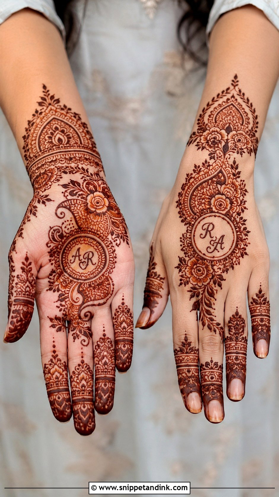 Engagement Mehndi Design With Initials - Snippet and Ink - 30 Unique Engagement Mehndi Designs