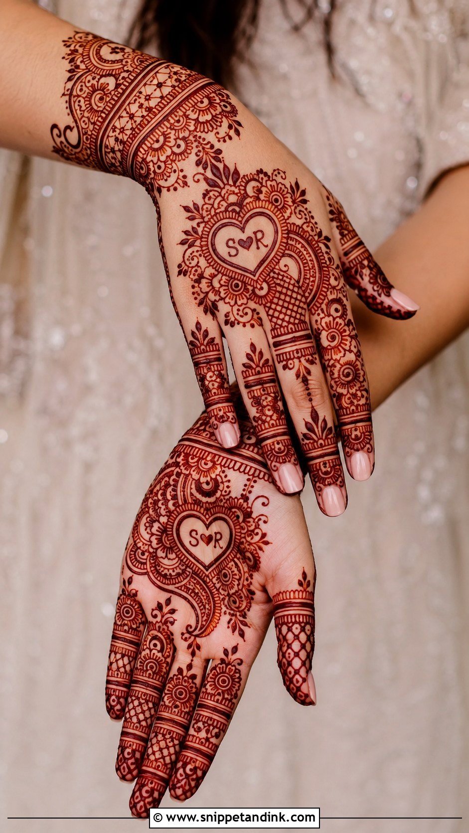 Engagement Mehndi Design With Initials - Snippet and Ink - 30 Engagement Mehndi Designs for Bride