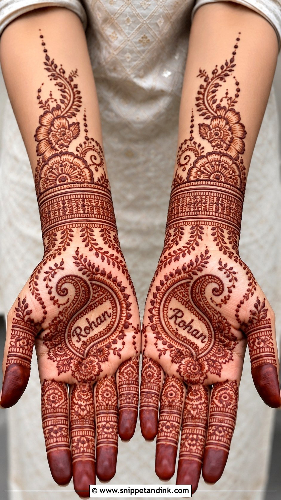 Engagement Mehndi Design With Name - Snippet and Ink - 35 Engagement Mehndi Designs