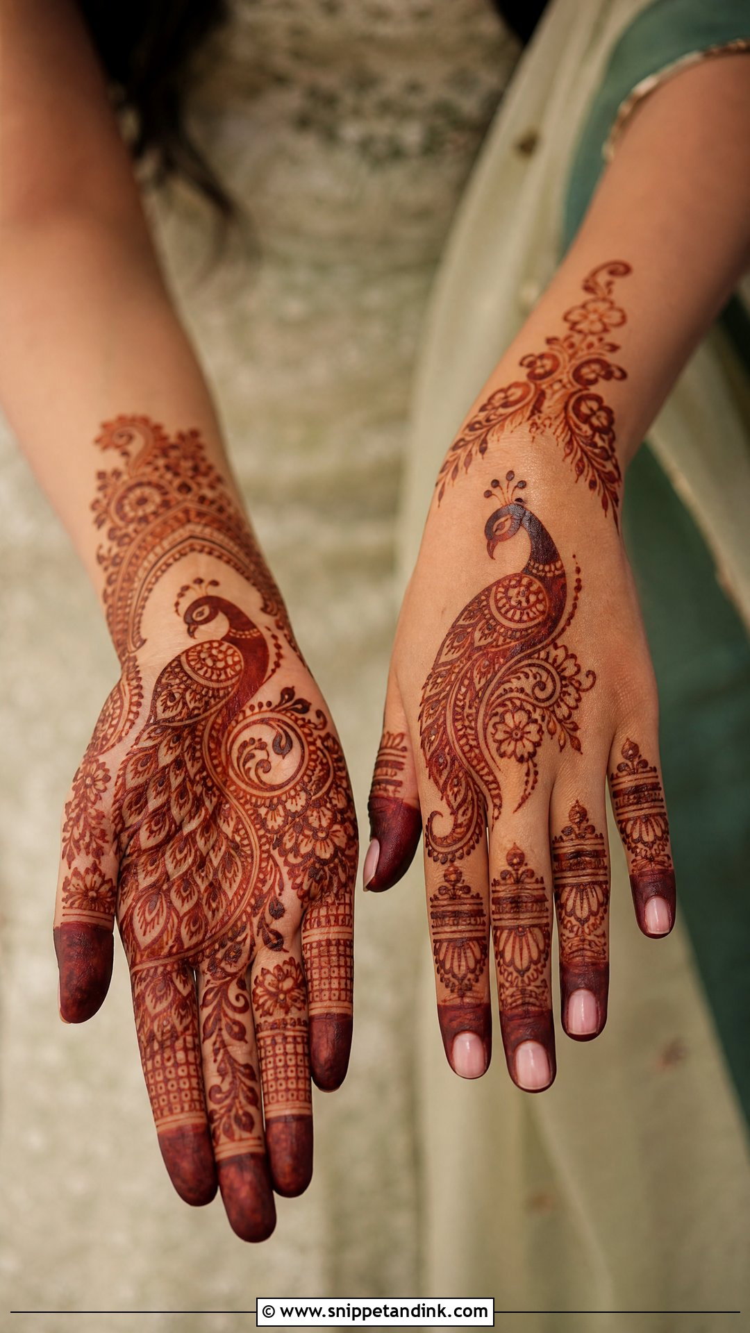 Engagement Mehndi Design With Peacock - Snippet and Ink - 30 Engagement Mehndi Design Ideas