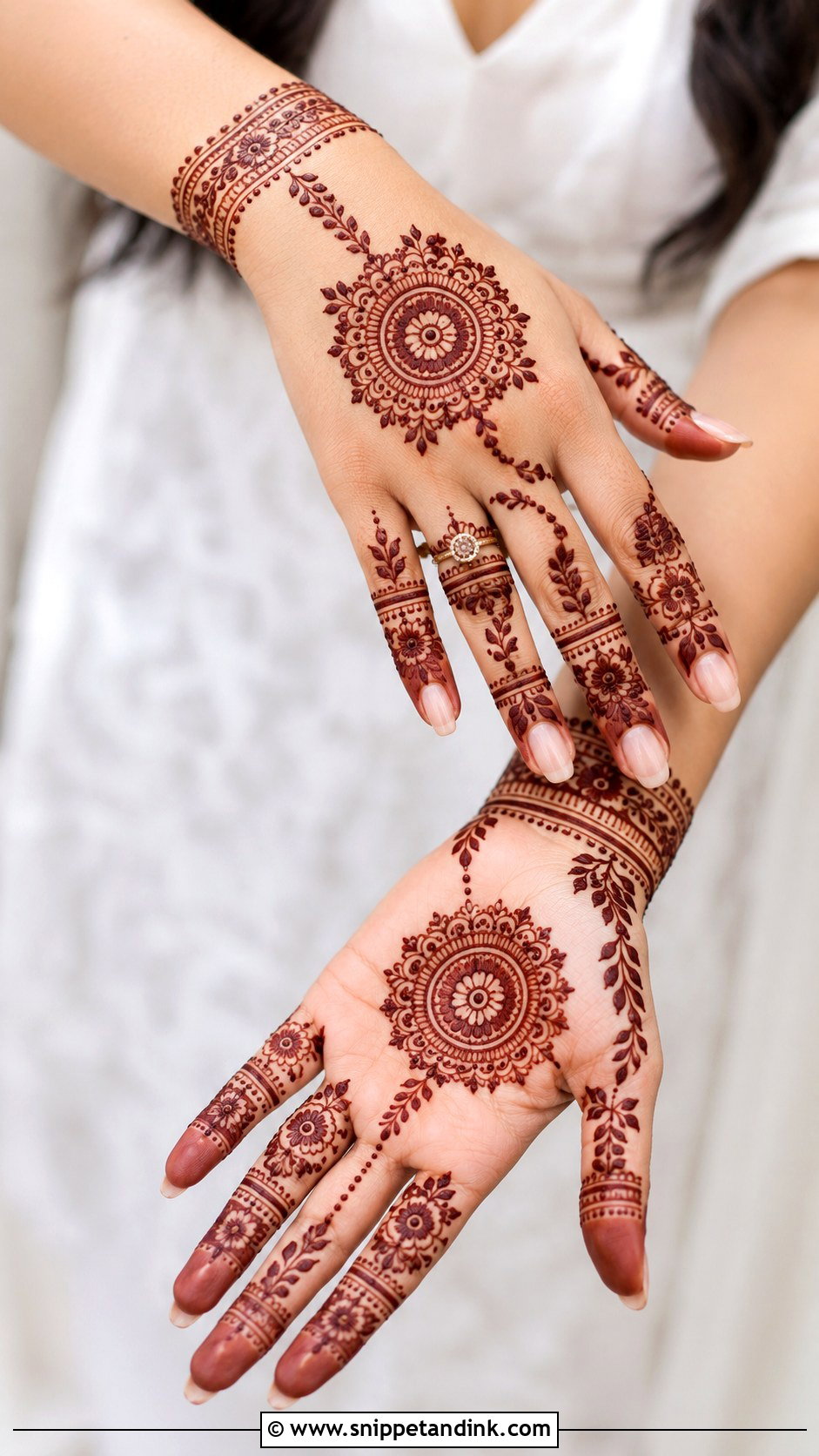 Engagement Mehndi Design With Ring Motif - Snippet and Ink - 30 Engagement Mehndi Designs for Bride