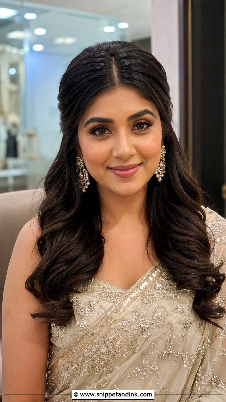 Engagement Open Hair With Middle Part - Snippet and Ink - 20 Engagement Open Hair Front Look Hairstyles