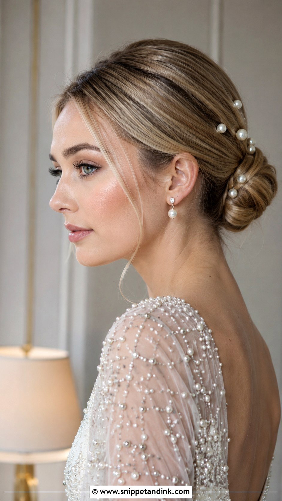 Engagement Pearl Bun - Snippet and Ink - 20 Bridal Hairstyles for Engagement