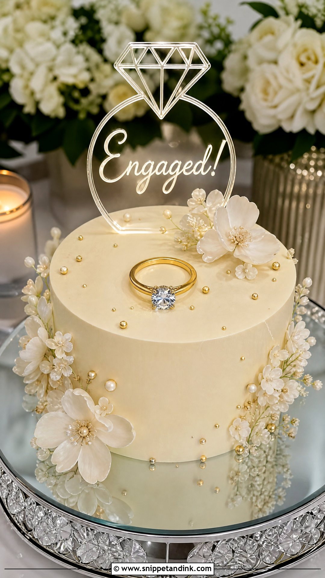 Engagement Ring Cake - Snippet and Ink - 20 Simple Engagement Cake Designs