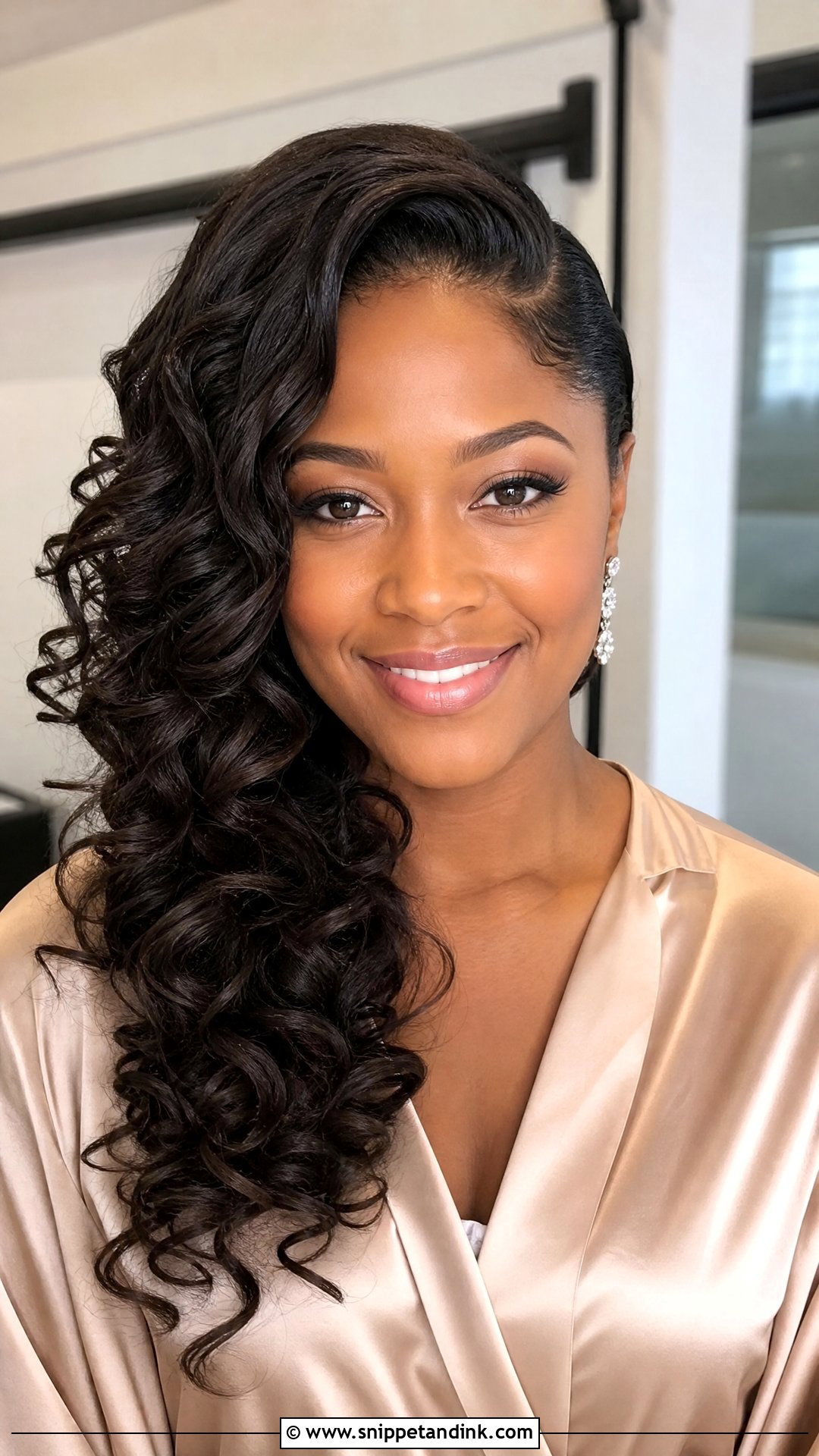 Engagement Side Swept Curls - Snippet and Ink - 15 Engagement Hairstyles Black Women
