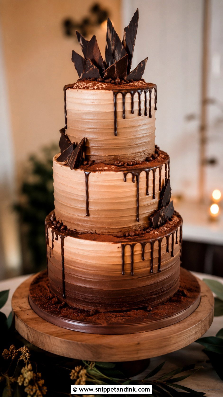 Espresso Wedding Cake - Snippet and Ink - 30 Masculine Wedding Cake Ideas