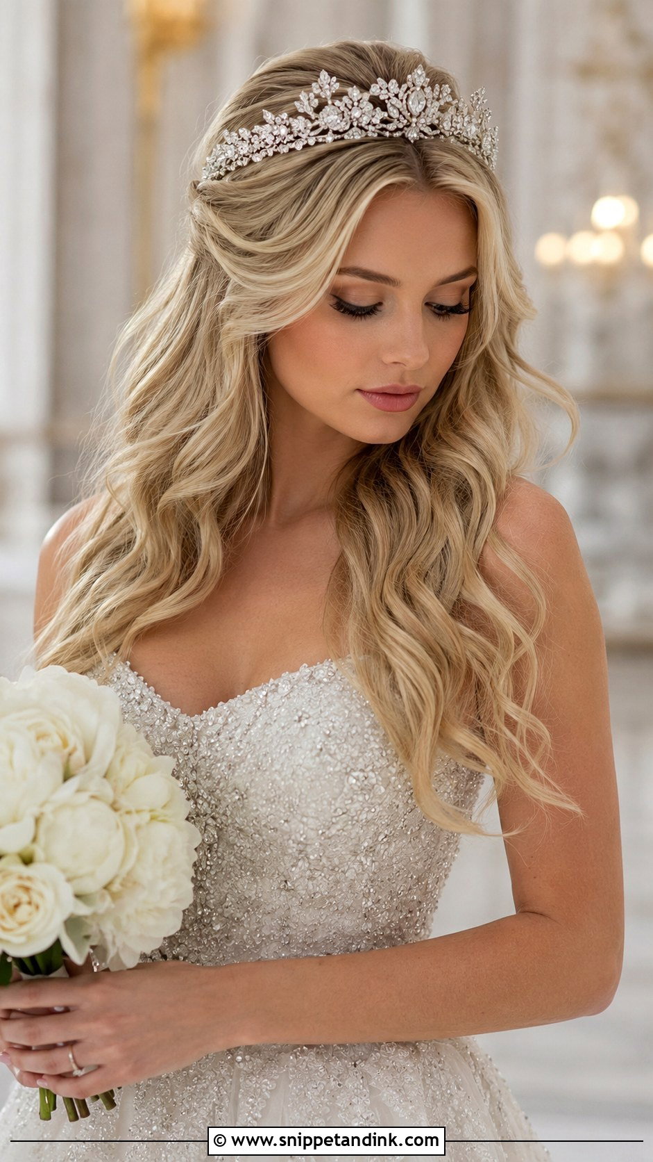 Ethereal Wavy Hair With Tiara - Snippet and Ink - 25 Elegant Wedding Hair Down Ideas