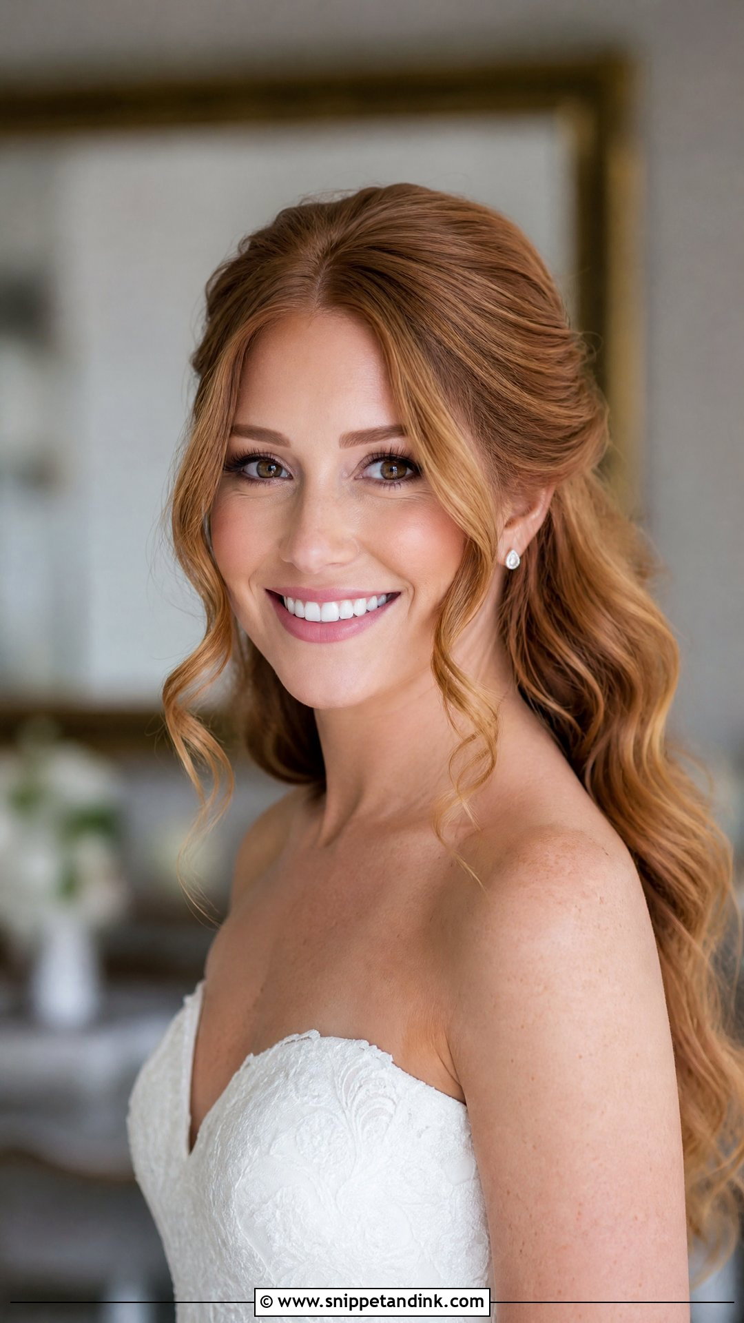 Face Framing Curls With Side Part - Snippet and Ink - 20 Bridal Curls Down