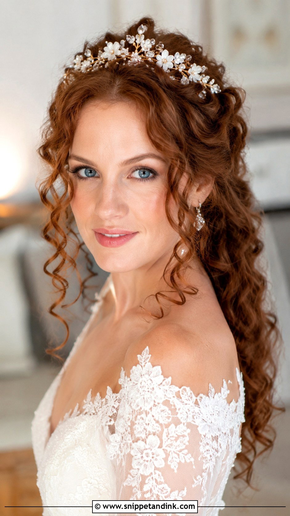 Face Framing Curly Wedding Hairstyle - Snippet and Ink - 30 Curly Wedding Hairstyles