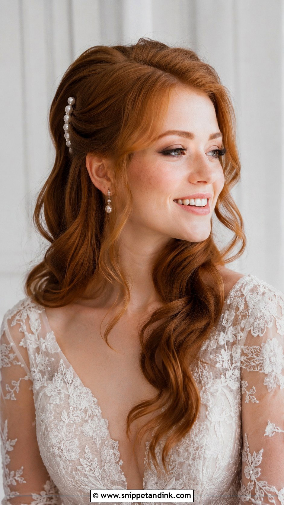 Face Framing Waves Wedding Hairstyle for Medium Hair - Snippet and Ink - 20 Bridal Hair for Medium Length Ideas